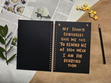 NeatNiche Spiral Notebooks For Work- Hardcover Gold coil-bound Journal Dairy For Women, 5.8"x8.3",Funny Going Away Gifts For Coworkers,Sarcastic Farewell Gifts,Coworker Leaving Gift,New Job Or Birthday Gift (Black Gold)