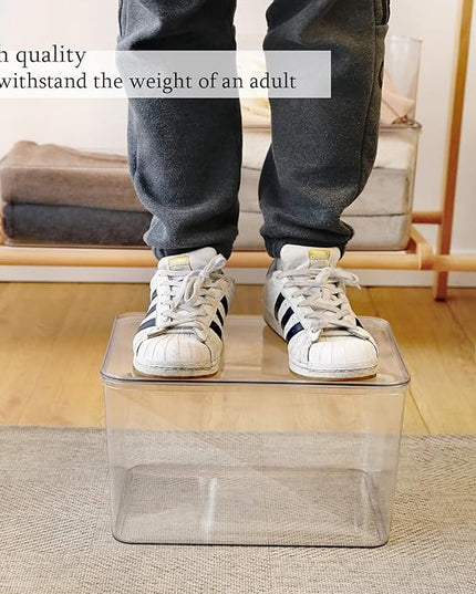 Storage Boxes, 5 Packs Transparent Food Organizer, Stackable Lidded Storage Bins (3 XL + 2M)