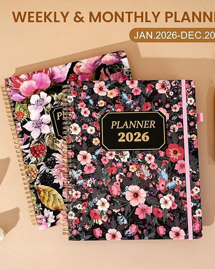 2026 Planner Weekly and Monthly Daily Hard Cover Calendar Planners 8.5 x 11 Jan 2026-Dec 2026 for Women with Stickers & Tabs Large Yearly Agenda for Mom Work Home- Floral