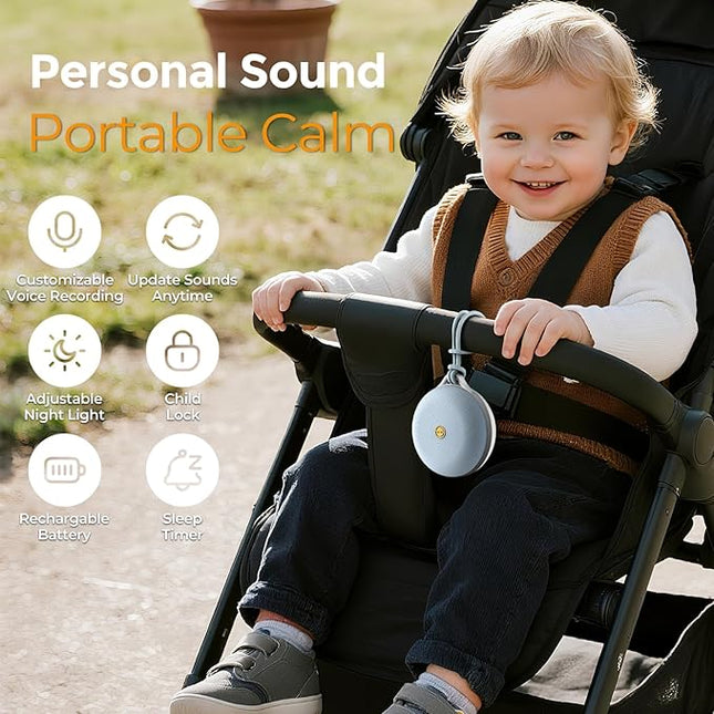 Gianna Portable White Noise Machine, Custom Recording, Free Updateable Sound Library, Rechargeable Sleep Machine with Light & Timer, Baby Sound Machine for Sleeping and Travel