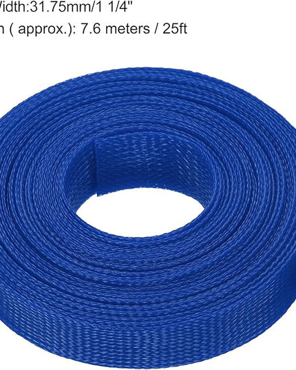 uxcell Expandable Sleeving, 1 1/4-inch 25ft Cable Sleeve, Blue