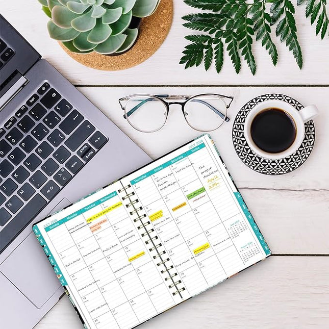 Ymumuda 2026 Planner, Daily Weekly and Monthly Planner，Jan 2026 - Dec 2026, 8.4" x 6.3", 2026 Calendar Planner Book with Tabs, Spiral Notebook with Inner Pocket for Office Home School Supplies
