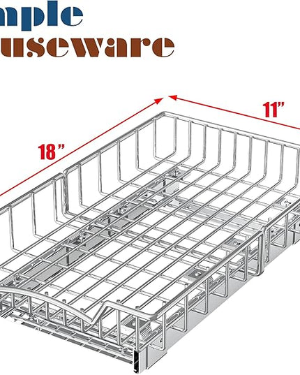 Simple Houseware Under Cabinet Pull Out Sliding Shelf Drawer Organizer, 18" D x 11" W