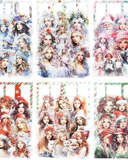 AuriicLeaf Christmas Polaroid PET Stickers, 90 Snow Country Character and Frame Designs for Scrapbooking, Journaling, DIY Crafts, and Holiday Decor