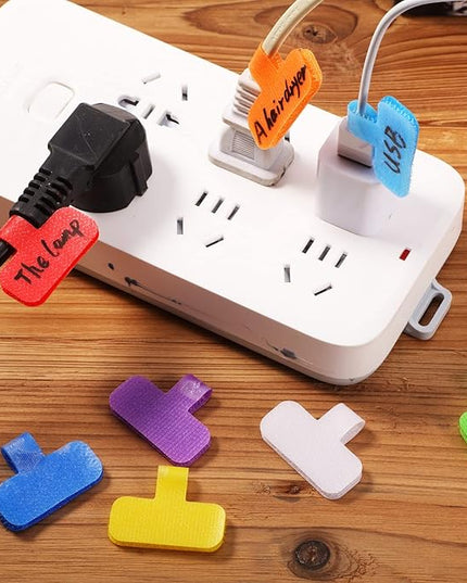 TaoBary 48 Pcs Cord Labels Electronics & Reusable Cable Ties for Charging Cords Organizer, 24 Labels Tags 24 Fastening Ties for Management Home Supplies Office Desk