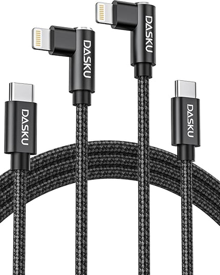 USB C to Lightning Cable for iPhone 2Pack 6FT Right Angle 90 Degree Charging Cable Long Nylon Braided USB C iPhone Charger Compatible with iPhone 14/13/Pro/ 12/Max/11/XS/XR/8/Plus