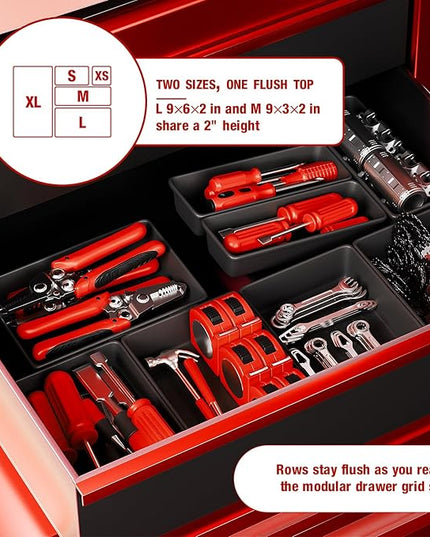 10 PCS Tool Box Drawer Organizers, Large & Medium Tool Trays for Tool Box Organization, Tool Organizers and Storage for Garage and Rolling Tool Chest