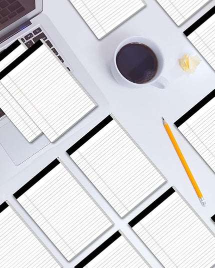 Legal Pads 5×8 Inch Notepad, 12 Pack Note Pads College Ruled Perforated Memo Pad for Work Study Daily Note Taking List, Lined Writing Pads Memo Refills Notepads for Office Home School, 30 Sheet/Pad