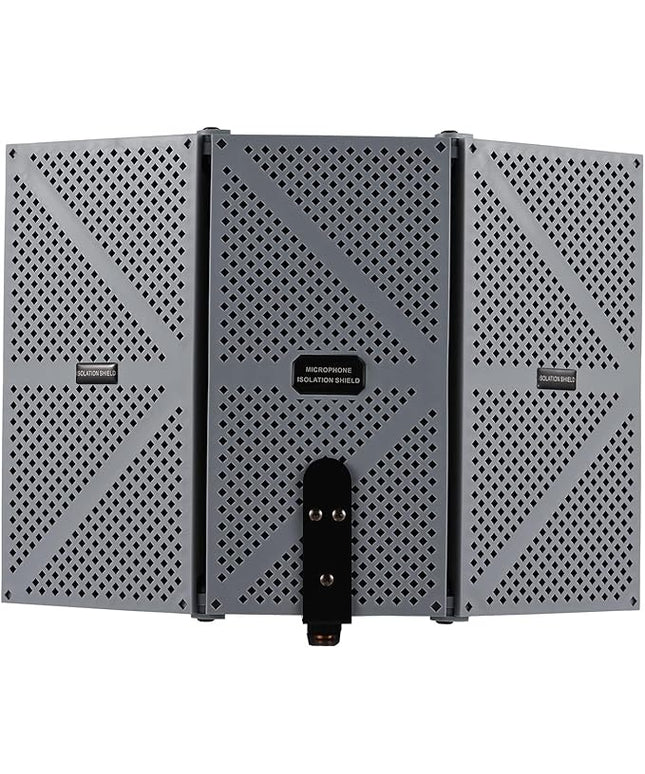 Portable Desktop Soundproof Cover,3 Doors Foldable Acoustic Panels Studio Equipment,Vocal Absorbing Shield to Filter Vocal for Microphone,for Home Studio(Gray)