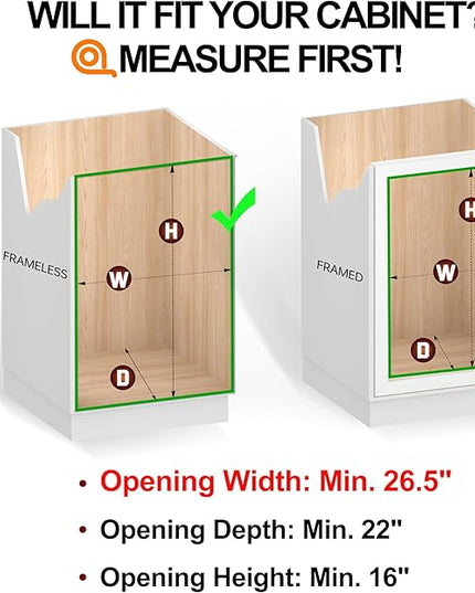 JOWBOOW (26" W x 22" D 2-Tier Cabinet Roll Out Shelves | Extra Wide Slide Out Drawers for Kitchen Cabinets, Heavy Duty Pull Out Cabinet Organizer 22 Inch Deep