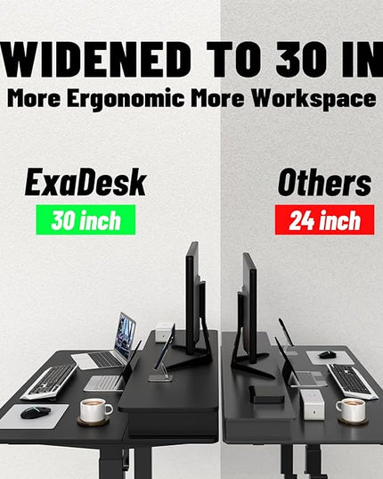 48 * 30 Inches Electric Standing Widened Desk Adjustable Height with 4 Drawers, Double Storage Shelves, Home Office Workstation Sit Stand up Desk (Classical Black)