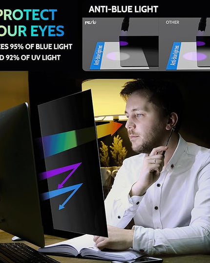 [2-Pack] 27 Inch Privacy Screen for Computer Monitor 16:9 Aspect Ratio, Eye Protection Anti Blue Light Glare Shield, 27inch Removable Black Blackout Anti Spy Desktop Security Private Filter