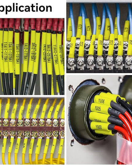 4 Pack Replacement for Ptouch HSe-631 HSe631 HS631 HS-631 HSe 11.7mm 0.46'' Black on Yellow Heat Shrink Wire Cable Label Tape Tubing Use with Ptouch PT-D210 PT-D400 PT-E300 PT-E500 PT-P750WVP Maker