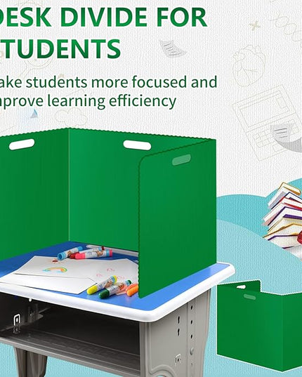 24 Pcs Desk Dividers for Students Classroom Plastic Privacy Folders Green Test Dividers for Students Desks Trifold Privacy Panel Partitions for School Teacher Supplies (24pcs Green)