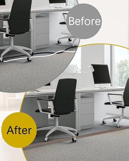 Floor Cord Cover 3.3FT Cord Covers for Wires on Floor Protect Wires & Prevent Trip Hazards, Easy to Cut for Home, Office, School, Concerts, Cavity W0.6in x H0.32in