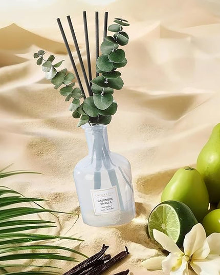 COCORRÍNA Cashmere Vanilla Reed Diffuser – 6.76 oz Essential Oil with Sticks & Dried Eucalyptus Branches, Home Fragrance for Bedroom or Bathroom Décor