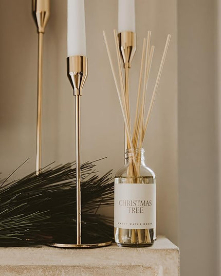 Sweet Water Decor Christmas Tree Reed Diffuser Set - Spruce, Pine Needles, Cedar, and Moss Scented Diffusers - Scent Diffusers for Home, Long Lasting Fragrance, Made in The USA