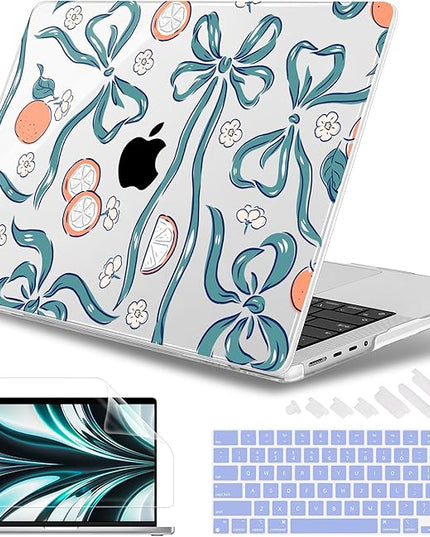 May Chen Case for MacBook Pro 14 inch, Models A2442 A2779 A2918 A2992 A3401 A3185 A3112 A3434, M1 M2 M3 M4 M5 Chip (2021-2025 Release), Plastic Hard Shell Case with Keyboard Cover, Flower & Bows