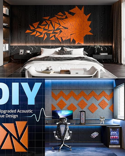 22 Pack Acoustic Panels with Self-Adhesive, 12"X 12"X 0.4"Sound Proof Foam Panels, Sound Panels High Density, Soundproof Wall Panels for Home Studio Office Orange