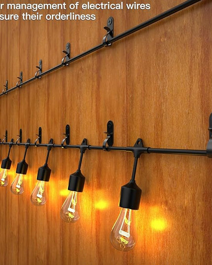 String Lights Hanger Hooks, Stainless Steel Lights Clips, Outdoor Screw Hooks for Christmas Party Easy Release Wire and Fairy Led Lights, 20 Packs - Black