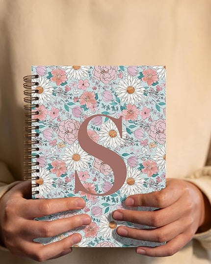 Vintage Floral Personalized Notebook, Initial Letter S Notebook Journal ,Vintage Flower Notebook for Work School Office Supplies,,Monogrammed Notebook for Women Teen Girl,Back to School Supplies 5.5 x 8.3