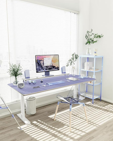 YSAGi Non-Slip Leather Desk Pad XL Size, Waterproof Laptop Computer Desk Keyboard Mat, Table Protector Blotter Mat, Large Mouse Pad for Office/Work/Home/Decor(Lavender, 47.2" x 23.6")-No Band