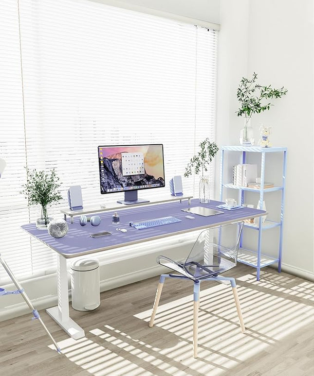 YSAGi Non-Slip Leather Desk Pad XL Size, Waterproof Laptop Computer Desk Keyboard Mat, Table Protector Blotter Mat, Large Mouse Pad for Office/Work/Home/Decor(Lavender, 47.2" x 23.6")-No Band
