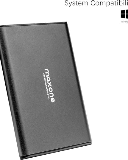 Maxone 320GB Ultra Slim Portable External Hard Drive HDD USB 3.0 Compatible with PC, Laptop - Charcoal Grey
