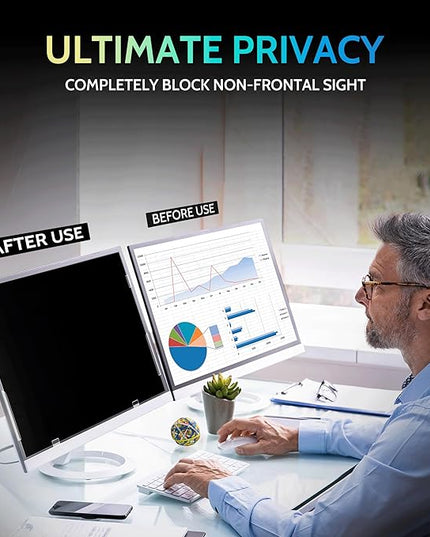 [2 Pack] 32 Inch Privacy Screen for Computer Monitor 16:9 Aspect Ratio, Eye Protection Anti Blue Light Glare Shield, 32inch Removable Black Blackout Anti Spy Desktop Security Private Filter