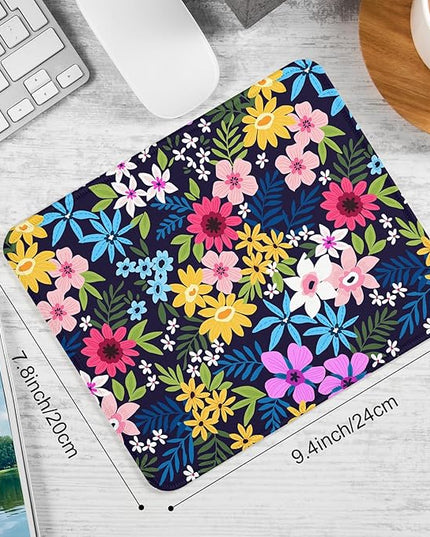 Flower Square Mouse Pad,Non-Slip Rubber Base Mouse Pad,Home Office Decoration Desktop Accessory,Laptop Mouse Pad for Office Laptops,9.4x7.8x0.12inch 4