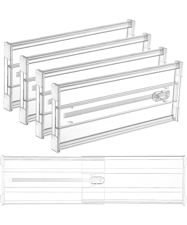 Vtopmart 4 Pack 6" Tall Upgrade Drawer Dividers for Big and Deep Drawer, 12.8"-22.3" Adjustable Expandable Dresser Drawer Organizer, Clear Plastic Separators for Dresser, Baby Supplies, Kitchenware