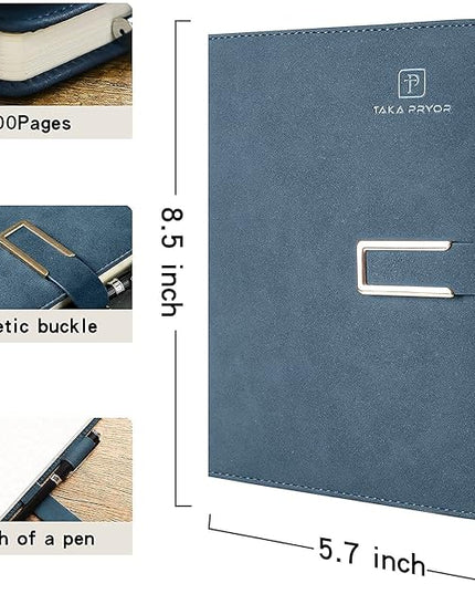 Ruled Journal Notebook, Hardcover Magnetic Clasp Cove, Personal Professional Lined Notebooks, with Pen Loop，Medium 5.7 x 8.3 inches, 120 GSM Thick Paper Gifts Blue