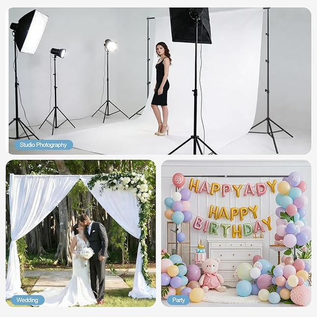 EMART 10x10FT Backdrop Stand, Photo Studio Back Drop Adjustable Stand with 6 Backdrop Clamps,2 Sandbags and Carry Bag,Heavy Duty Background Support System Kit for Photography,Parties,Wedding,Video