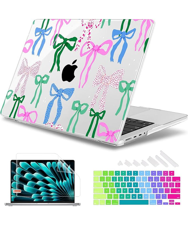 May Chen Case for MacBook Pro 14 inch, Models A2442 A2779 A2918 A2992 A3401 A3185 A3112 A3434, M1 M2 M3 M4 M5 Chip (2021-2025 Release), Plastic Hard Shell Case with Keyboard Cover, Colorful Bows