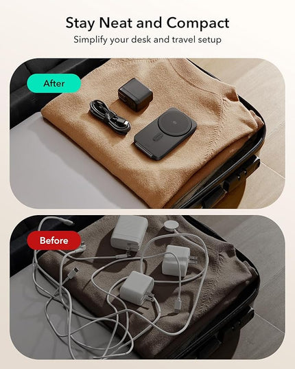 ESR 3 in 1 Charging Station for Apple, Qi2.2 25W MagSafe Charger with CryoBoost, Phone-Cooling Wireless Charging Station Foldable, for iPhone 17/16 with iOS 26(50W Adapter), AirPods, Apple Watch,Black