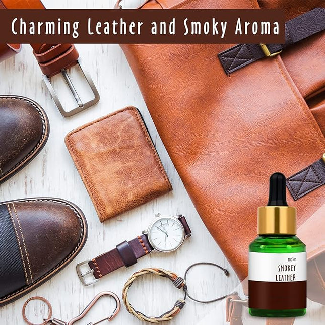 Smokey Leather Fragrance Oil, MitFlor Single Scented Essential Oil for Diffuser, Premium Grade Fragrance Oil for Soap & Candle Making, Men & Woody Scent for Home Fragrance, 30ml