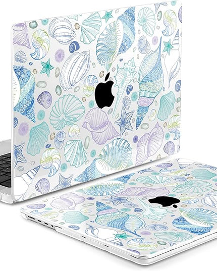 DONGKE Case for M5 MacBook Pro 14 inch 2025 2024-2021 M4 M3 M2 M1, Plastic Hard Shell Cover Compatible with A3434 A3112 A3401 A3185 A2992 A2779 A2442, Retina XDR Display & Touch ID, Sea Shells
