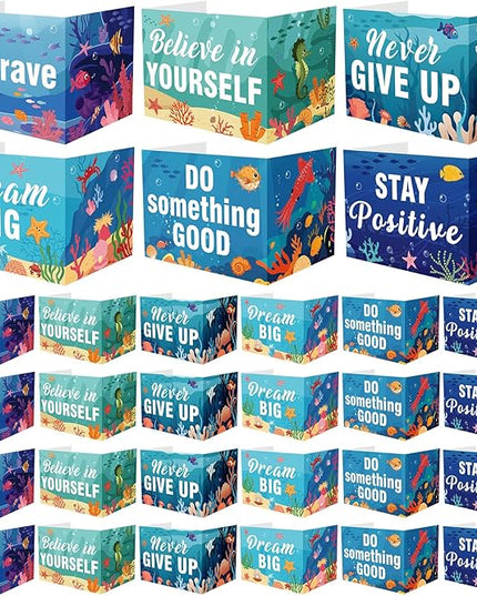 Honoson 24 Pcs Bulk Inspirational Privacy Folders for Students Cardboard Test Privacy Boards Motivational Words Desk Dividers Shield for Classroom School Study Supplies, 6 Styles (Ocean Animal)
