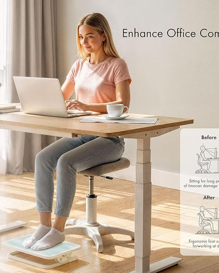 EUREKA ERGONOMIC Tilt Adjustable Footrest, Foot Rest for Under Desk at Work with Massage Surface, Office Foot Rest Under Desk with 20 Degree Tilt No Locking, Metal Frame