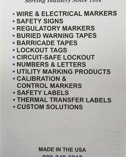 Sherco-Auto 450 Pieces (1-45) Wire Marker Labels for Cable Management - Waterproof Vinyl Adhesive Cloth Label Stickers Book - 10 Pages with 45 Labels Each - Tear Resistance Cable Tags - Made in USA