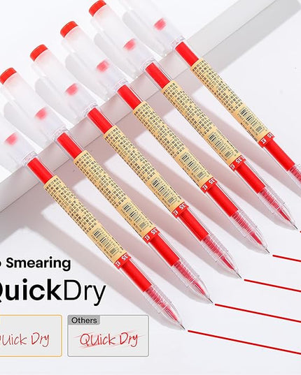 RIANCY 12 Pack Red Ink Japanese Style Stationery Gel Pens, 0.35mm Extra Fine Point Tip, Quick Dry No Smear No Bleed Pen, Smooth Writing Pens for Journaling Note Taking Office School Supplies