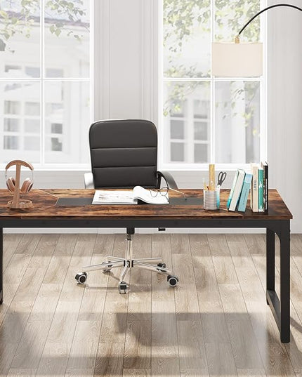 Tribesigns Modern Computer Desk, 70.8 x 35.4 inch Large Executive Office Desk Computer Table Study Writing Desk Workstation for Home Office,Rustic/Black
