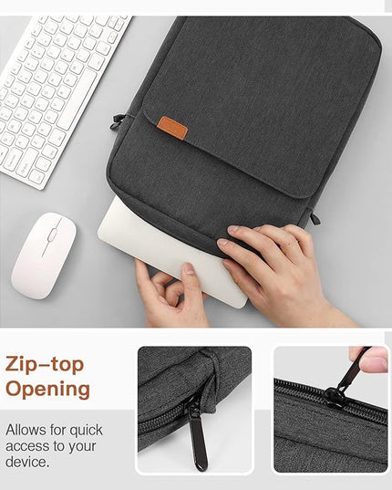 MoKo 13.3-14 Inch Laptop Sleeve Bag Fits MacBook Pro M3/M2 14" 2023, MacBook Pro 13" M2, Air 13.6 M3/M2,Tab S8 Ultra 14.6,Handle Carrying Case with Shoulder Strap, Black & Gray