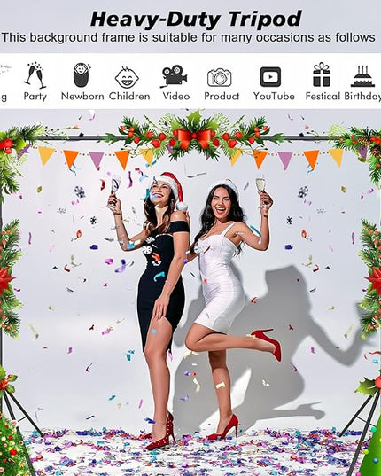 Backdrop Stand, Photo Video Studio 8.5 x10ft Adjustable Background Support System Kit with 2 Sandbag, 6 Backdrop Spring Clamp and Carry Bag for Photoshoot, Parties, Baby Shower, Birthday, Wedding