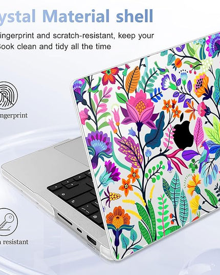May Chen Case for MacBook Pro 14 inch, A2442 A2779 A2918 A2992 A3401 A3185 A3112 A3434, M1 M2 M3 M4 M5 Chip (2021-2025 Release), Plastic Hard Shell Case with Keyboard Cover, Bright Colorful Flowers