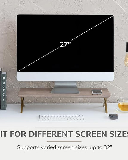 Anji Mountain Monitor Stand - Desktop Organizer & Laptop Riser, Ergonomic Monitor Riser, Space-Saving Monitor Stand for Desk, Durable Construction, Easy Assembly, Ideal for Home & Office,Biscotti