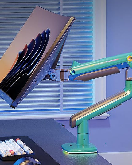 NB Gaming Monitor Arm or for 32 to 60 Inches Screen, Load up to 20 kg, VESA 75/100, RGB-Light, Heavy Duty, Multi Angle Adjustable, Premium Aluminum, Green
