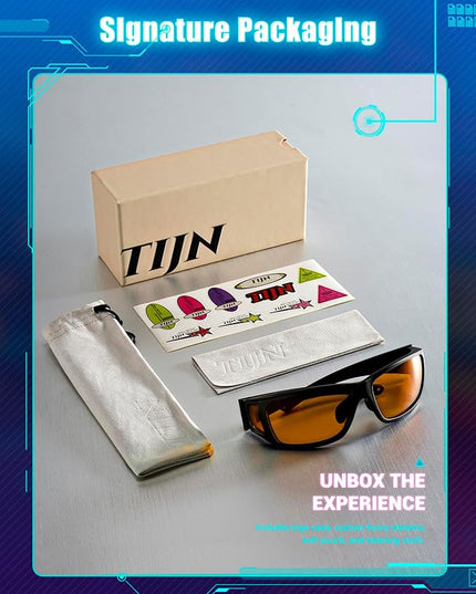 TIJN Sonia Sleep Glasses for Blue & Green Light Blocking,Red Lens with Dual AR Coating,Wraparound Frame for Gaming Screen