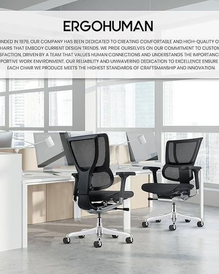 Ergohuman Eurotech ME3ERG-XTREME Mid Back Mesh Office Chair with Tilt Tension Control, Tilt Lock, Back Angle, Back Height, Synchro Tilt, Seat Height, Seat Depth, and Arm Height Adjustments