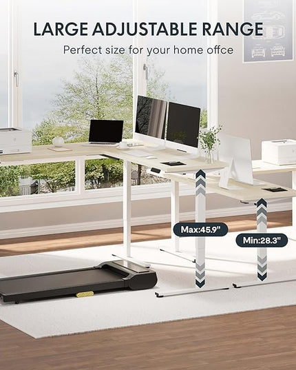 SANODESK L Shaped Standing Desk Adjustable Height, Electric Corner Standing Desk, 63 x 55 inch Sit Stand Computer Table with Splice Board, Maple
